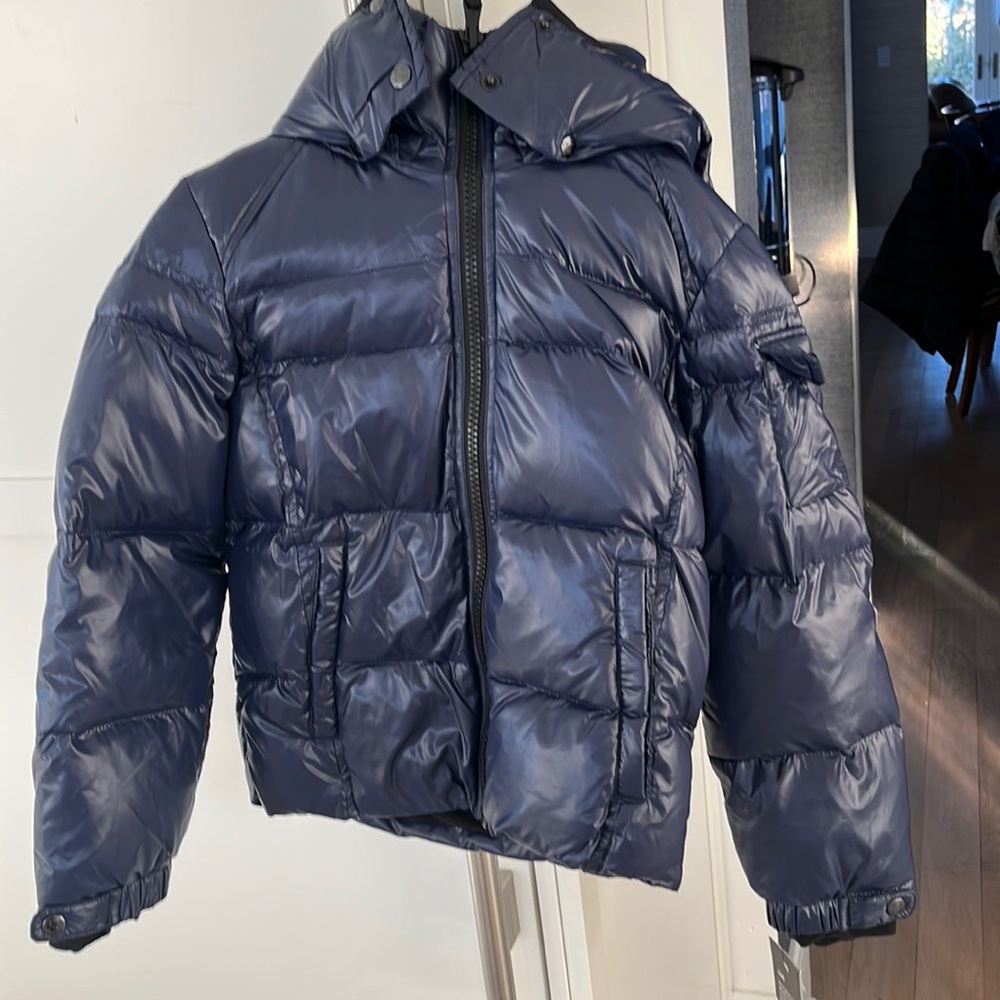 Brand new S13 navy shiny boys jacket size 10 with tags! Super warm